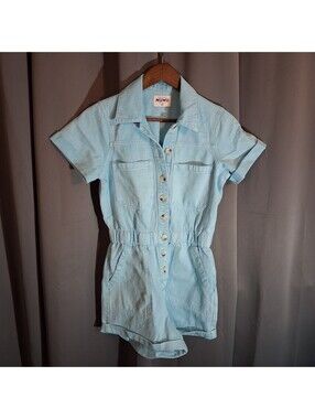 Show Me Your Mumu Light Blue Denim Short Sleeve Romper XS
